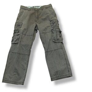 Old Navy Mena Gray‎ Cargo Pants Multiple Pockets Relaxed Fit Sz 34.5 100% Cotton